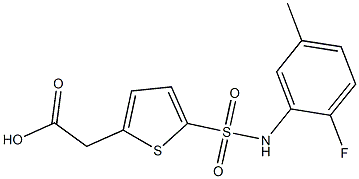2-{5-[(2-fluoro-5-methylphenyl)sulfamoyl]thiophen-2-yl}acetic acid 化学構造式