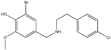 2-bromo-4-({[2-(4-chlorophenyl)ethyl]amino}methyl)-6-methoxyphenol,,结构式
