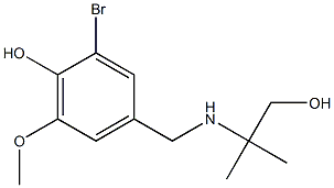 2-bromo-4-{[(1-hydroxy-2-methylpropan-2-yl)amino]methyl}-6-methoxyphenol Struktur