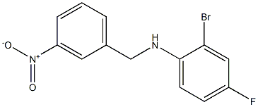 2-bromo-4-fluoro-N-[(3-nitrophenyl)methyl]aniline,,结构式