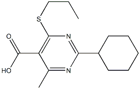 2-cyclohexyl-4-methyl-6-(propylthio)pyrimidine-5-carboxylic acid 化学構造式