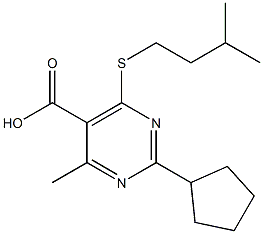 2-cyclopentyl-4-methyl-6-[(3-methylbutyl)thio]pyrimidine-5-carboxylic acid Structure