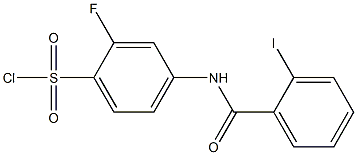 2-fluoro-4-[(2-iodobenzene)amido]benzene-1-sulfonyl chloride Struktur