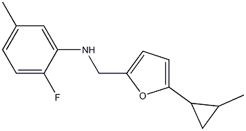  2-fluoro-5-methyl-N-{[5-(2-methylcyclopropyl)furan-2-yl]methyl}aniline