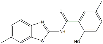 2-hydroxy-5-methyl-N-(6-methyl-1,3-benzothiazol-2-yl)benzamide 结构式