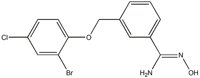 3-(2-bromo-4-chlorophenoxymethyl)-N'-hydroxybenzene-1-carboximidamide Struktur