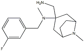 3-(aminomethyl)-N-[(3-fluorophenyl)methyl]-N,8-dimethyl-8-azabicyclo[3.2.1]octan-3-amine,,结构式