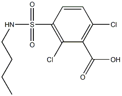 3-(butylsulfamoyl)-2,6-dichlorobenzoic acid Struktur