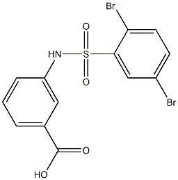 3-[(2,5-dibromobenzene)sulfonamido]benzoic acid 化学構造式