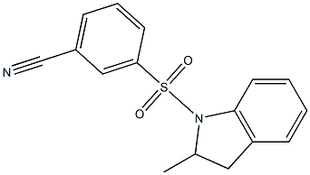 3-[(2-methyl-2,3-dihydro-1H-indol-1-yl)sulfonyl]benzonitrile,,结构式