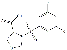 3-[(3,5-dichlorobenzene)sulfonyl]-1,3-thiazolidine-4-carboxylic acid Structure