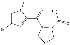 3-[(4-bromo-1-methyl-1H-pyrrol-2-yl)carbonyl]-1,3-thiazolidine-4-carboxylic acid 化学構造式