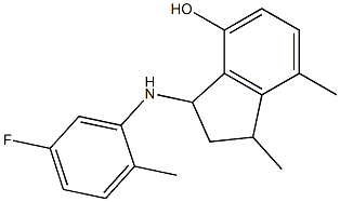 3-[(5-fluoro-2-methylphenyl)amino]-1,7-dimethyl-2,3-dihydro-1H-inden-4-ol 化学構造式