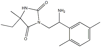 3-[2-amino-2-(2,5-dimethylphenyl)ethyl]-5-ethyl-5-methylimidazolidine-2,4-dione 结构式