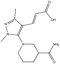 3-[5-(3-carbamoylpiperidin-1-yl)-1,3-dimethyl-1H-pyrazol-4-yl]prop-2-enoic acid Structure