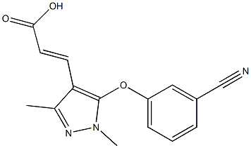 3-[5-(3-cyanophenoxy)-1,3-dimethyl-1H-pyrazol-4-yl]prop-2-enoic acid 化学構造式