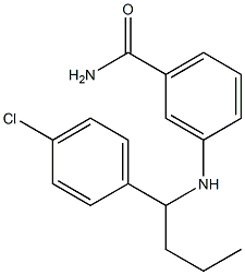 3-{[1-(4-chlorophenyl)butyl]amino}benzamide 化学構造式