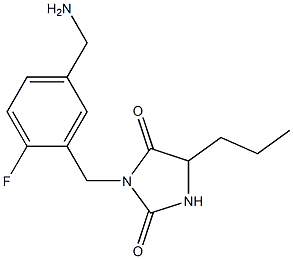 3-{[5-(aminomethyl)-2-fluorophenyl]methyl}-5-propylimidazolidine-2,4-dione 化学構造式