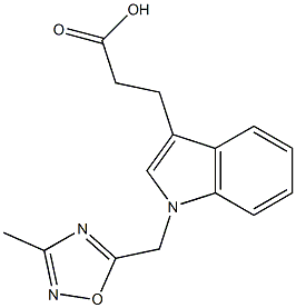 3-{1-[(3-methyl-1,2,4-oxadiazol-5-yl)methyl]-1H-indol-3-yl}propanoic acid 化学構造式