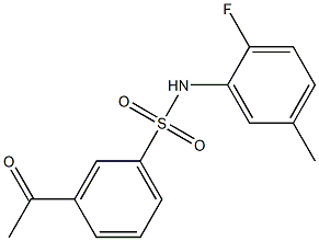 3-acetyl-N-(2-fluoro-5-methylphenyl)benzene-1-sulfonamide 化学構造式