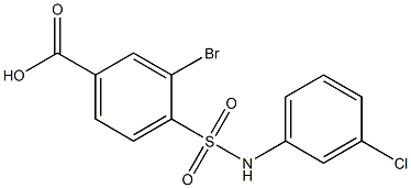 3-bromo-4-[(3-chlorophenyl)sulfamoyl]benzoic acid,,结构式