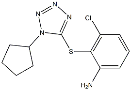 3-chloro-2-[(1-cyclopentyl-1H-1,2,3,4-tetrazol-5-yl)sulfanyl]aniline,,结构式