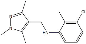 3-chloro-2-methyl-N-[(1,3,5-trimethyl-1H-pyrazol-4-yl)methyl]aniline,,结构式