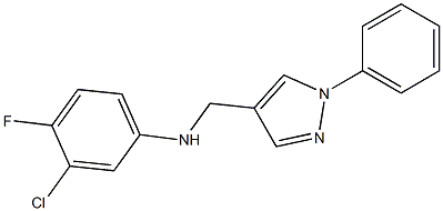 3-chloro-4-fluoro-N-[(1-phenyl-1H-pyrazol-4-yl)methyl]aniline,,结构式