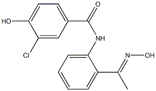 3-chloro-4-hydroxy-N-{2-[1-(hydroxyimino)ethyl]phenyl}benzamide Struktur