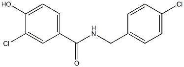 3-chloro-N-[(4-chlorophenyl)methyl]-4-hydroxybenzamide Struktur