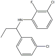3-chloro-N-[1-(3-chlorophenyl)propyl]-2-fluoroaniline,,结构式