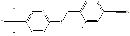 3-fluoro-4-({[5-(trifluoromethyl)pyridin-2-yl]sulfanyl}methyl)benzonitrile Struktur