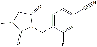 3-fluoro-4-[(3-methyl-2,5-dioxoimidazolidin-1-yl)methyl]benzonitrile 化学構造式