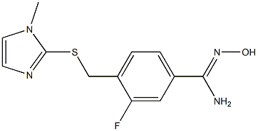 3-fluoro-N'-hydroxy-4-{[(1-methyl-1H-imidazol-2-yl)sulfanyl]methyl}benzene-1-carboximidamide Struktur