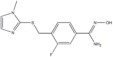 3-fluoro-N'-hydroxy-4-{[(1-methyl-1H-imidazol-2-yl)sulfanyl]methyl}benzene-1-carboximidamide,,结构式