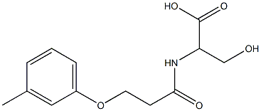 3-hydroxy-2-[3-(3-methylphenoxy)propanamido]propanoic acid Struktur