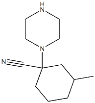 3-methyl-1-(piperazin-1-yl)cyclohexane-1-carbonitrile 结构式