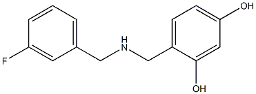 4-({[(3-fluorophenyl)methyl]amino}methyl)benzene-1,3-diol 化学構造式