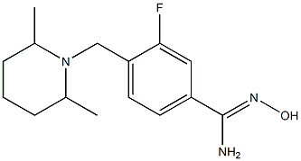 4-[(2,6-dimethylpiperidin-1-yl)methyl]-3-fluoro-N'-hydroxybenzenecarboximidamide 结构式