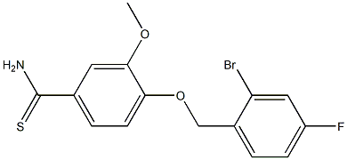 4-[(2-bromo-4-fluorophenyl)methoxy]-3-methoxybenzene-1-carbothioamide,,结构式