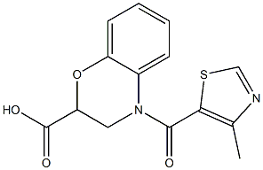 4-[(4-methyl-1,3-thiazol-5-yl)carbonyl]-3,4-dihydro-2H-1,4-benzoxazine-2-carboxylic acid,,结构式