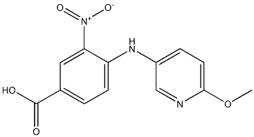 4-[(6-methoxypyridin-3-yl)amino]-3-nitrobenzoic acid 化学構造式