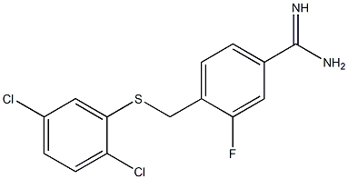 4-{[(2,5-dichlorophenyl)sulfanyl]methyl}-3-fluorobenzene-1-carboximidamide 化学構造式