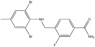 4-{[(2,6-dibromo-4-methylphenyl)amino]methyl}-3-fluorobenzamide Struktur