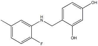 4-{[(2-fluoro-5-methylphenyl)amino]methyl}benzene-1,3-diol 结构式