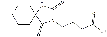 4-{8-methyl-2,4-dioxo-1,3-diazaspiro[4.5]decan-3-yl}butanoic acid 化学構造式