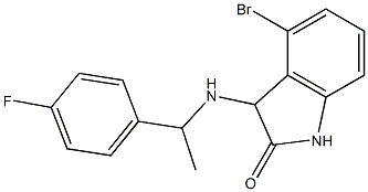 4-bromo-3-{[1-(4-fluorophenyl)ethyl]amino}-2,3-dihydro-1H-indol-2-one,,结构式