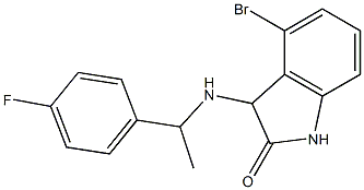 4-bromo-3-{[1-(4-fluorophenyl)ethyl]amino}-2,3-dihydro-1H-indol-2-one 化学構造式