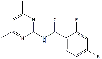 4-bromo-N-(4,6-dimethylpyrimidin-2-yl)-2-fluorobenzamide,,结构式
