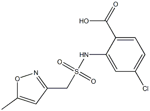 4-chloro-2-[(5-methyl-1,2-oxazol-3-yl)methanesulfonamido]benzoic acid 化学構造式